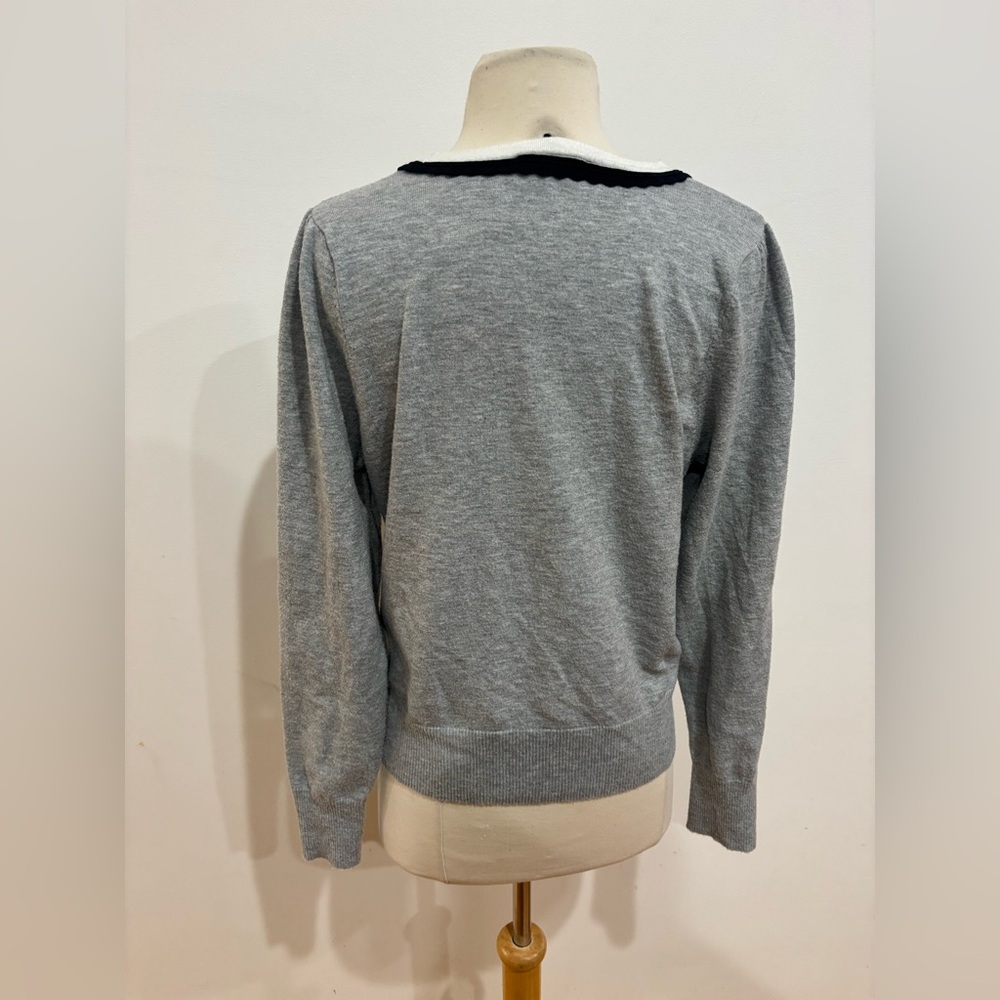 CeCe Deep V Contrast Trim Sweater, Size: S - Picture 10 of 12